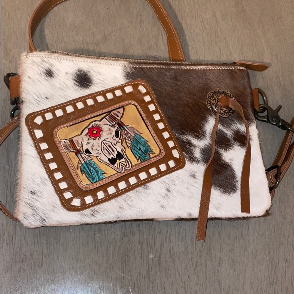 Myra Bag Cowhide Crossbody with Skull Design